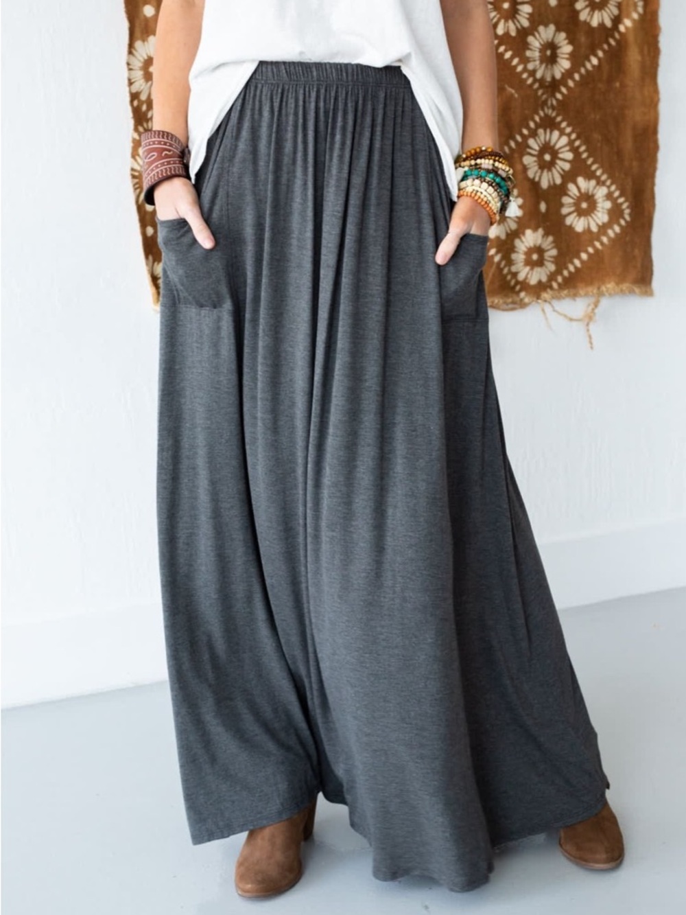 Perfect pocket maxi skirt size L bohemian minimalist crunchy granola - Picture 2 of 10